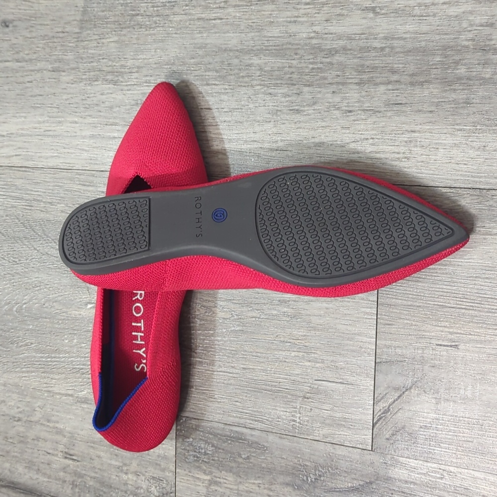 Rothy's Pointed Toe Chill Red Solid Blue Halo Fla… - image 5